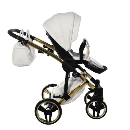 Junama Diamond Exclusive White 3 in 1  Telaio e Dettagli Oro Giallo Prima infanzia/Passeggini carrozzine e accessori/Passeggini e carrozzine/Sistemi modulari La Casa Del Bebè - Napoli, Commerciovirtuoso.it