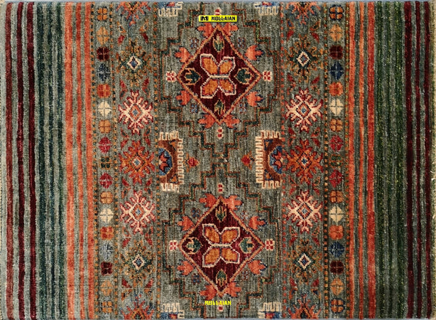 Coppia Scendiletto Khorgin Shabargan - Tappeti Moderni Multicolore Con Disegni Geometrici Antich Set 2 Pz.