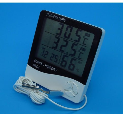 Termometro Igrometro Digitale Temperatura Umidita' Ora Data Casa Htc-2 Con  Sonda 