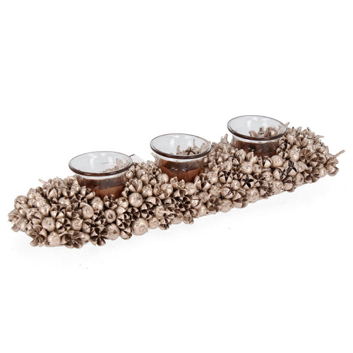Porta Candela rettangolare Jilly 3 posti colore champagne per interno decorazione Natalizia Casa e cucina/Decorazioni per interni/Candele e portacandele/Candele/Candele a colonna MagiediNatale.it - Altamura, Commerciovirtuoso.it