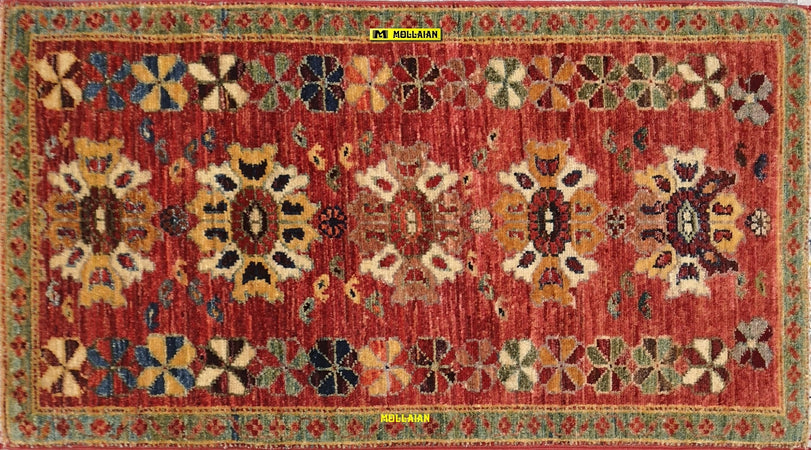 Tappeto Scendiletto Sultanabad Ziegler Afghanistan 93x55 - Lavorazione Artigianale, Colori Vegetali, Lana di Alta Qualità