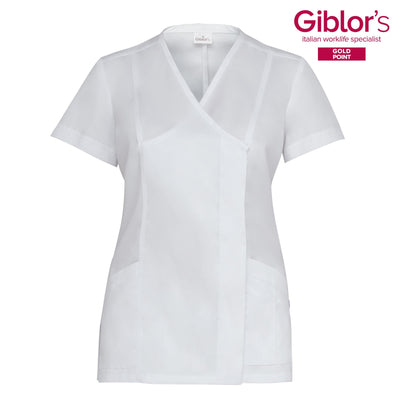 Casacca Donna Giuliana Bianca Manica Corta No Stiro Casacca Estetista Traspirante Tencel Moda/Abbigliamento specifico/Abbigliamento da lavoro e divise/Uniformi e camici sanitari/Uniformi sanitarie - giacche Dresswork - Como, Commerciovirtuoso.it