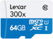 Scheda di Memoria Lexar MicroSDHC 300x, Classe 10, 64 GB, Bianco/Blu