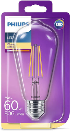 Lampadina LED Vintage Philips Lighting, Attacco E27, da 7W Equivalenti a 60 W, 2700K lumen Classe di efficienza energetica A++ Illuminazione/Lampadine/Lampadine a LED Scontolo.net - Potenza, Commerciovirtuoso.it