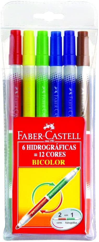 Faber-Castell 150606 Astuccio pennarelli 6 Bicolore Marker. Punta fine  bicolore 