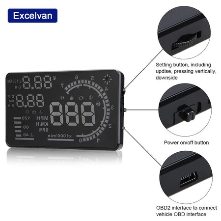 DISPLAY 5,5" OBD 2 OBDII PROIETTORE VELOCITà SUL PARABREZZA MPH KMH SPEEDOMETRO  Trade Shop italia - Napoli, Commerciovirtuoso.it