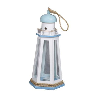 Lanterna mare legno bianco/azzurro farocm21,5x21,5h41,5 Vacchetti