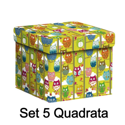 Scatola cartone 1-5 gufi quadra cm27,7x27,7h19,3 Vacchetti