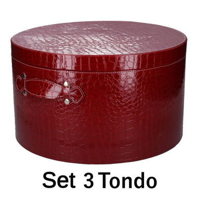 Scatola ecopelle 1-3 rosso tondo cm ø42h24 Vacchetti