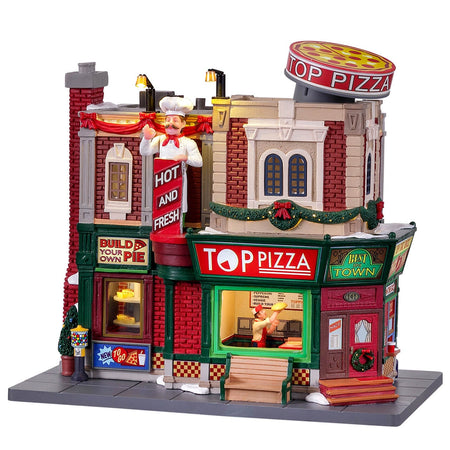 Pizzeria "Top Pizza", edificio animato per villaggio di Natale in resina Casa e cucina/Decorazioni per interni/Addobbi e decorazioni per ricorrenze/Decorazioni natalizie/Oggettistica MagiediNatale.it - Altamura, Commerciovirtuoso.it