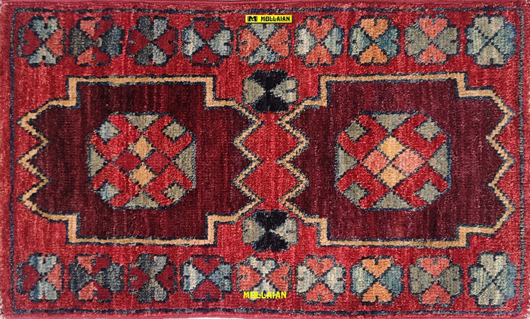 Tappeto Scendiletto Mini Sultanabad Ziegler - Autentico Capolavoro Afghanistan 60x40 Multicolore Rosso Chiaro