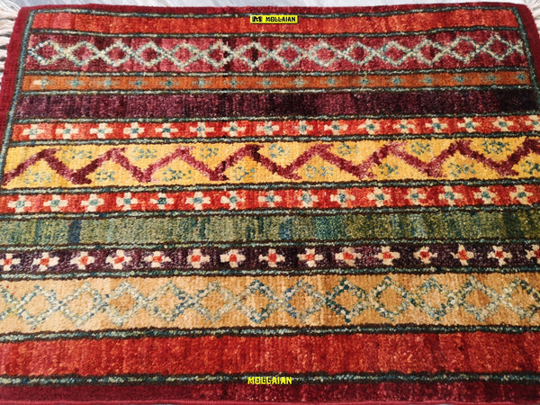 Tappeto Scendiletto Mini Sultanabad Ziegler - Autentico Capolavoro Afghanistan 60x40 Multicolore Brillante
