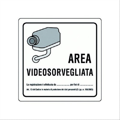 Cartello area videosorvegliata Fai da te/Sicurezza e protezione/Attrezzature per sicurezza sul lavoro/Segnaletica antinfortunistica La Zappa - Altamura, Commerciovirtuoso.it