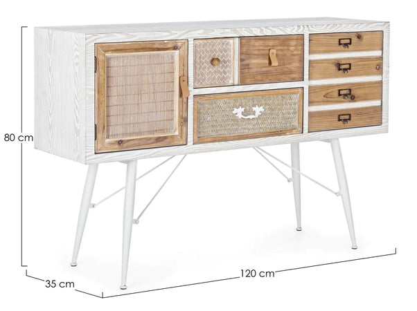Credenza "Eloise", struttura in legno MDF o legno di abete, pomelli in acciaio, stile naturale Casa e cucina/Arredamento/Soggiorno/Credenze Decor Space - Altamura, Commerciovirtuoso.it