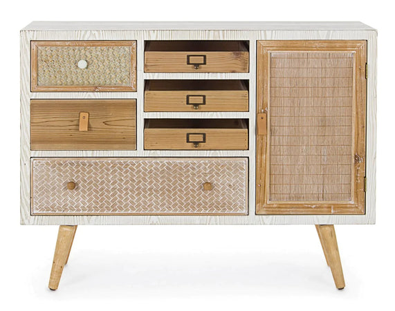 Credenza "Eloise", struttura in legno MDF o legno di abete, pomelli in acciaio, stile naturale Casa e cucina/Arredamento/Soggiorno/Credenze Decor Space - Altamura, Commerciovirtuoso.it