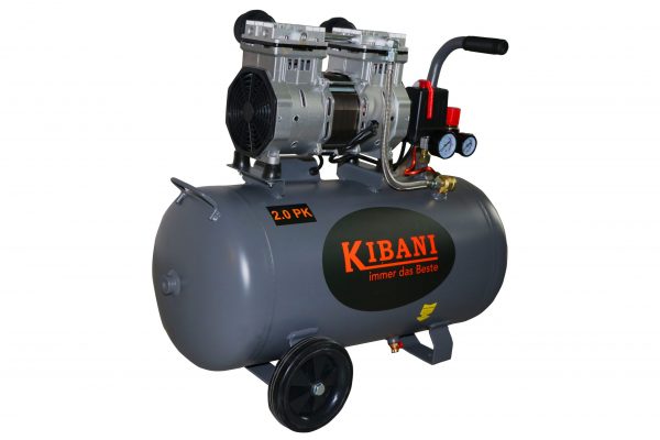 compressore kibani silenzioso  senza olio  8 bar 50 lt litri 1500 watt 2  CV aspirazione dell'aria: 240 litri / minuto 