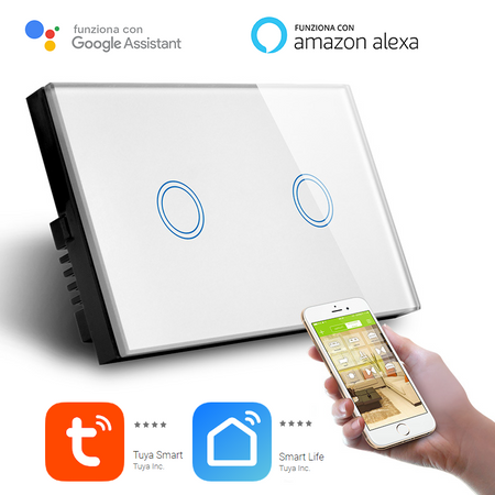 Interruttore Smart Home a 2 posizioni Touch WiFi Bianco LKM-SMSWT02W LKM  Security Cristallo Temperato Controllo a Led Compatibile con Amazon Echo e  Google Home - commercioVirtuoso.it