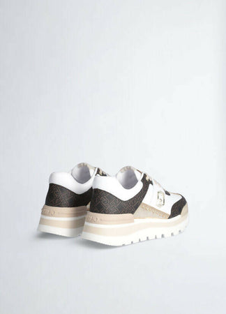 Liujo Sneakers Donna Platform 5 Cm Con Dettagli Monogram Ba4085 Px141 S3101 White/brown Nuova Collezione