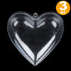 3 X Cuore In Plastica Trasparente Apribile Da Riempire Decorazione Natale 8 Cm