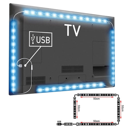 Trade Shop - Strip Led Luce Fredda Striscia 90 Cm Usb Per Retroilluminazione  Televisore Tv