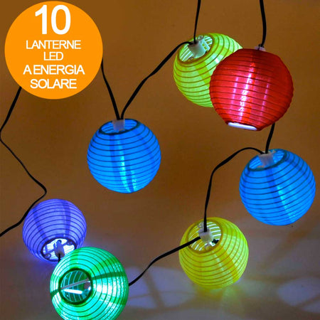 Set 10 Lanterne A Energia Solare Multicolor 240cm Per Giardino Outdoor Lights