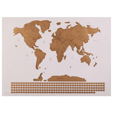 Poster Mappamondo da Grattare con Bandiere Cartina Mappa del Mondo 80x60 Bianco