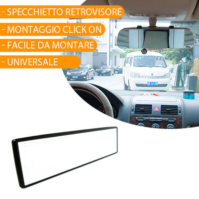 Specchietto Retrovisore Universale Click on 27x7 cm Vista Posteriore Specchio