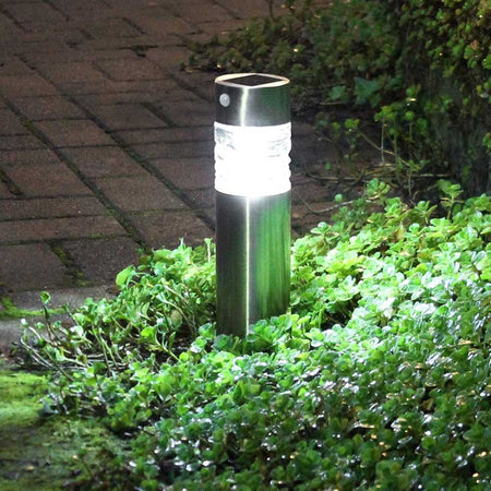 Lampada Giardino Ricarica Solare con Sensore Movimento Paletti Luce LED 44x7cm