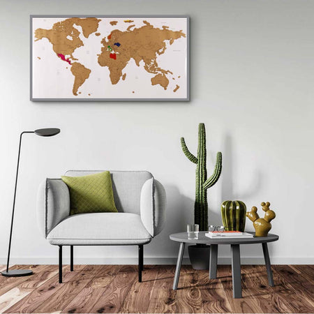Poster Mappamondo da Grattare Cartina Geografica Mappa del Mondo 60x40 Bianco