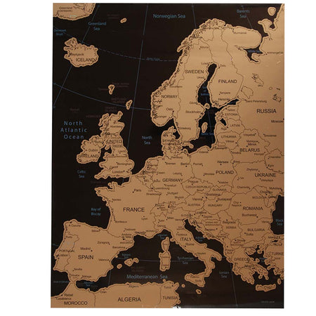 Poster Mappa Europa da Grattare Cartina Geografica Europea Mappamondo 54x70cm