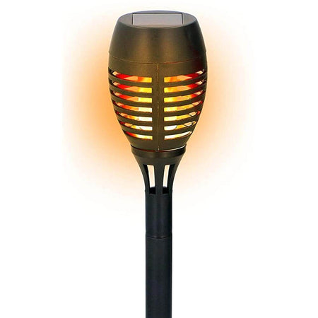 2 Lampade Giardino Effetto Fuoco 48cm Ricarica Solare Fiaccola Torcia Luce LED