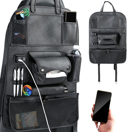 Organizer Schienale Sedile Auto Organizzatore con Porte USB e Tasche Portatutto