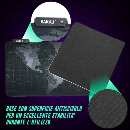Tappetino Mouse Tastiera Gaming XXL 90x40 Mousepad Luce LED RGB Cambio Colore
