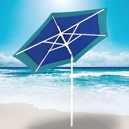 Ombrellone Mare Spiaggia Giardino Acciaio Grande 210cm Turchese Blu con Custodia