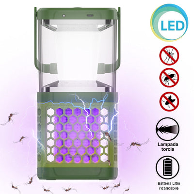 Lanterna Zanzariera Elettrica Lampda LED Campeggio Anti Zanzare Ricarica Solare