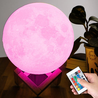 Lampada Tavolo Luna 18cm Luce LED RGB Cambio Colore Moon Lamp USB Telecomando