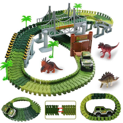Pista Macchinine Flessibile Parco Dinosauri Costruzione 192pz con Macchinina