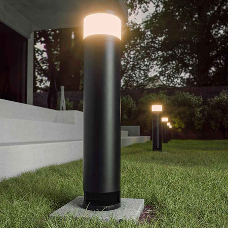 Lampada Paletto LED Giardino + 2 Prese Shucko Palo Illuminazione Esterno 46cm