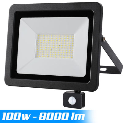 Faro LED 100W Luce Alta Luminosita 8000lm Faretto esterno con Sensore Movimento