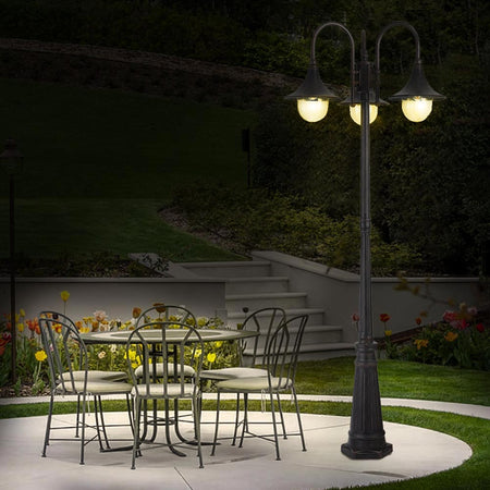 Lampione Vittoriano Classico da Giardino 3 Lanterne Arco in Alluminio 220cm