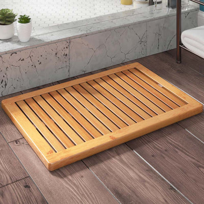 Pedana Tappeto Doccia Bagno Antiscivolo in Legno Bambu 60x40cm Interno Esterno