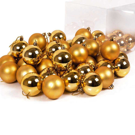 Confezione 54 Palline Di Natale Colore Oro Gold Diametro 6 Cm Addobbo Natalizio