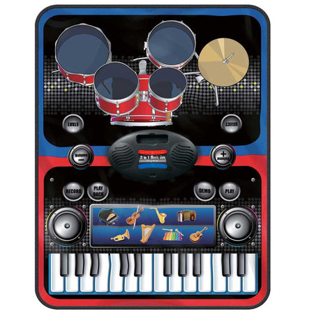 Tappeto Musicale 2in1 Batteria Tastiera Con Bacchette Playmat Bambini 60x90cm