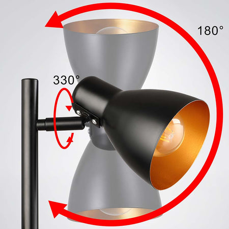 Lampada Piantana Terra Design Moderno Industriale Metallo 3 Luci Nero oro 166cm