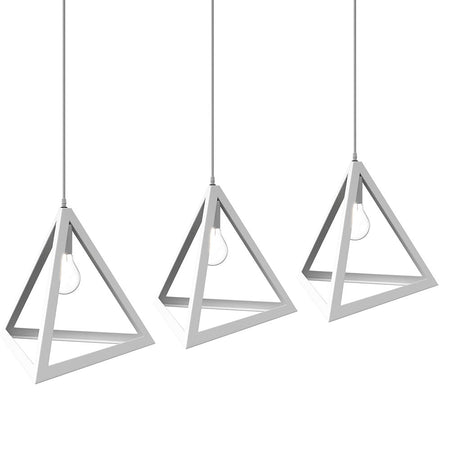 Lampadario Lampada Sospensione Piramide 30cm Design Moderno Paralume Bianco