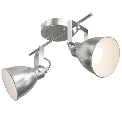 Lampadario Lampada 2 Luci Faretti Direzionabili Metallo Design Moderno E14 Silve