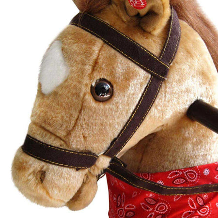 Cavallo a Dondolo Con Effetti Sonori Realistici Legno e Peluche Bambini Infanzia