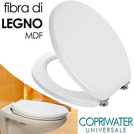 Copriwater Universale Copri WC MDF Coprivaso Sedile Bianco Per Tazza WC 45x36cm