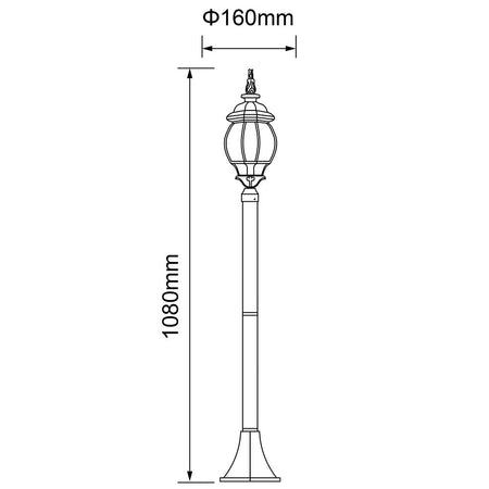 Lampione Vittoriano Classico da Giardino Lampada Esterno Alluminio 108cm Bronzo
