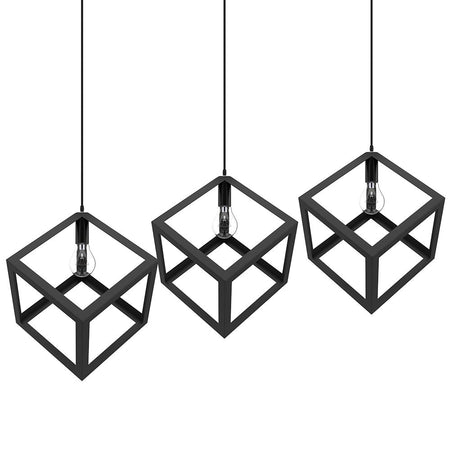 Lampadario Lampada Sospensione Cubo 23cm Design Moderno Paralume Metallo Nero
